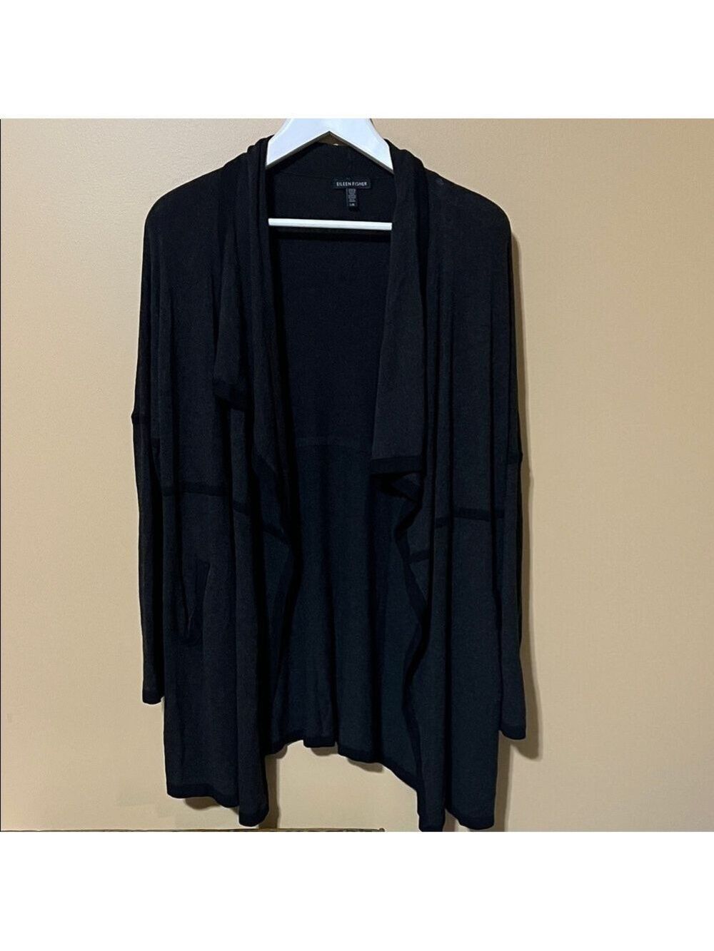 Eileen Fisher  charcoal gray /  Black Open Front Cardigan. Large